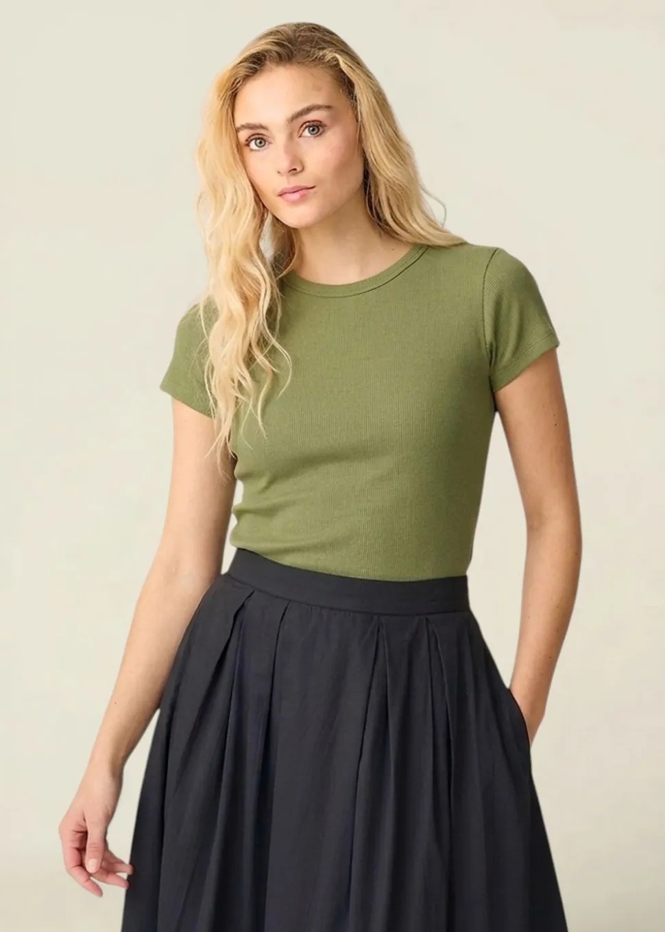 Jupe longue popeline en coton bio organic cotton pleated skirt - black jet
