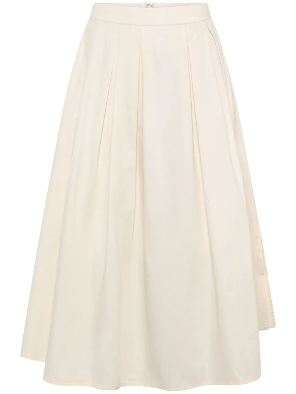 Jupe longue popeline en coton bio | blanc "organic cotton pleated - egret"