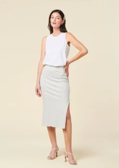 Jupe midi en coton bio | bleu ciel 