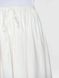 Jupe midi en coton bio | rayé blanc "stripe structure a-shape mid-length skirt egret"