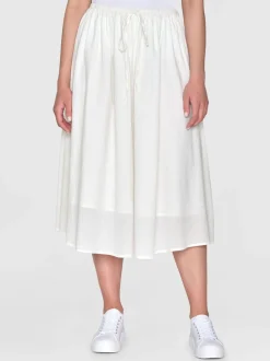 Jupe midi en coton bio | rayé blanc 