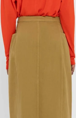 Jupe midi en coton recyclé | ocre 