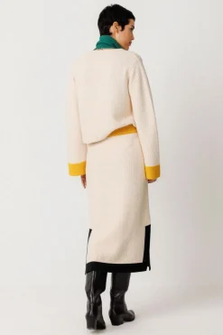 Jupe midi maille en coton biologique | écru 