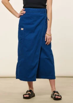 Jupe portefeuille en coton bio | bleu chevrons 