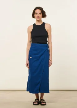 Jupe portefeuille en coton bio | bleu chevrons 