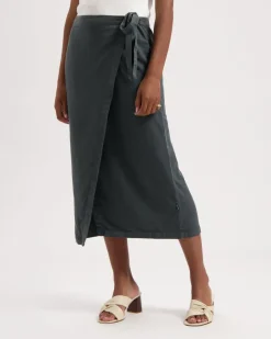 Jupe portefeuille en tencel | gris 
