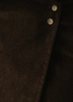 Jupe portefeuille velours en coton bio | chocolat "rosalind"