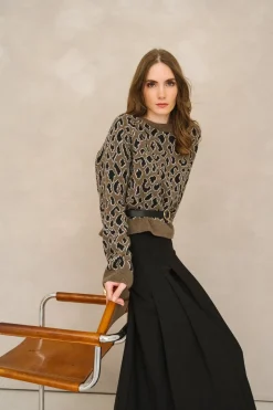 Jupe évasée en laine certifiée | noir "black bahia skirt - black"