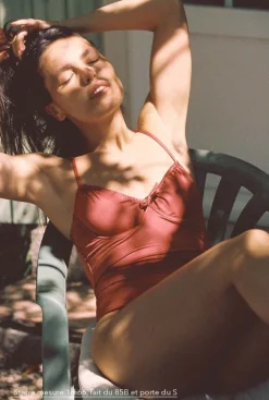 Maillot une pièce terracotta en recyclé - freya