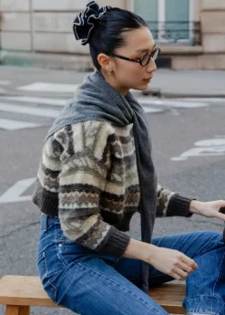 Maxi chouchou en matière upcyclée | jean - bleu