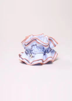 Maxi chouchou en matière upcyclée | bleu rayé orange