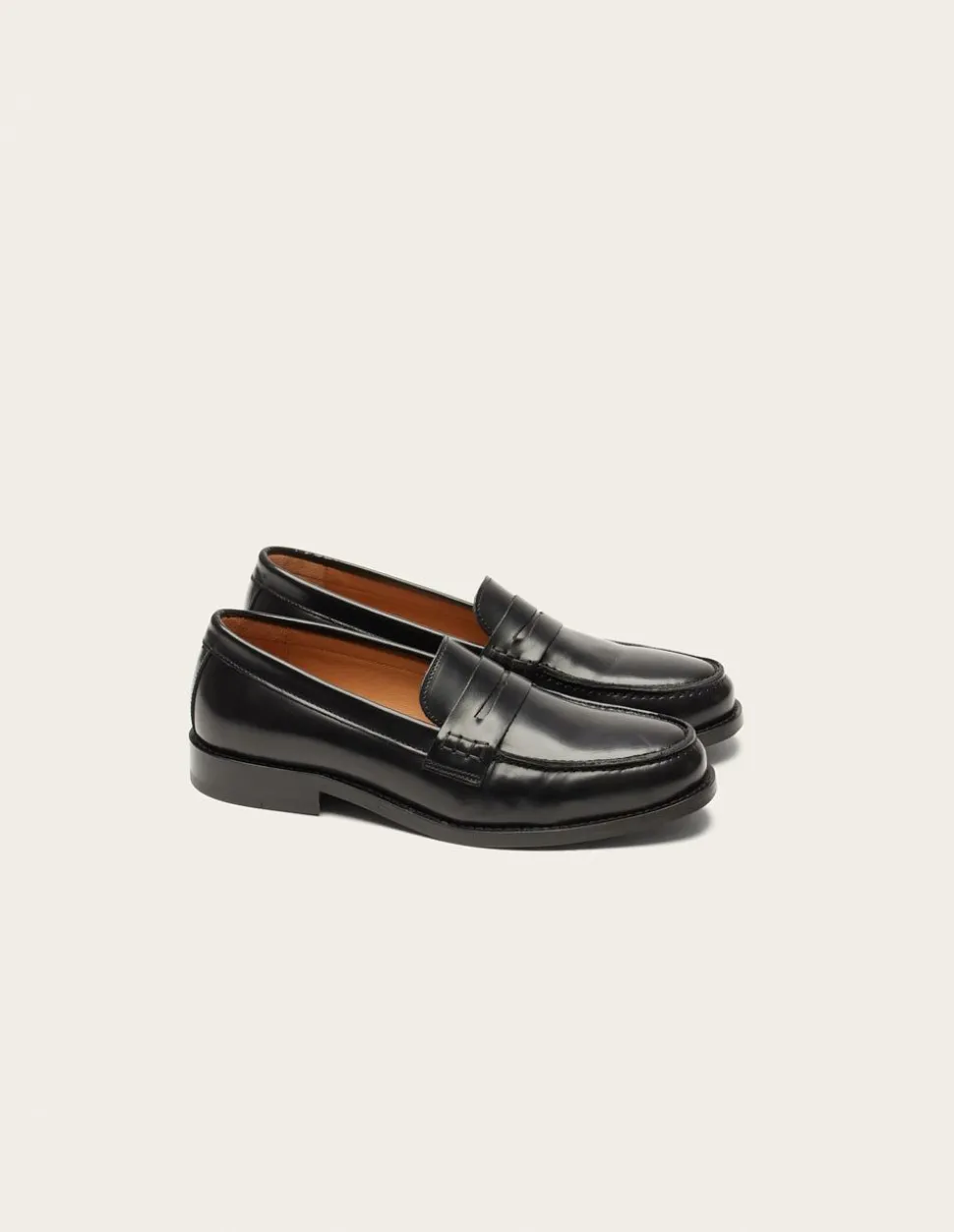 Mocassins en cuir certifié | cuir box noir "fanny"