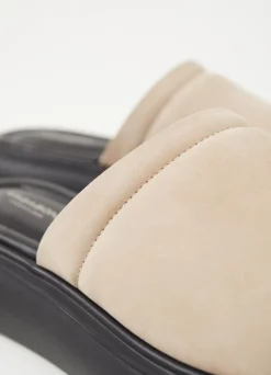 Mules en cuir certifié | beige "blenda sand"