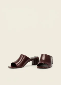 Mules à talon en cuir | bordeaux "piper - cherry"
