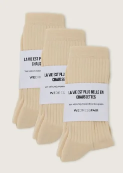 Pack de 3 paires de chaussettes en coton bio | ecru