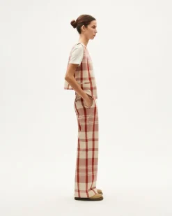 Pantalon ample à carreaux en coton bio | rouge 