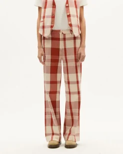 Pantalon ample à carreaux en coton bio | rouge 