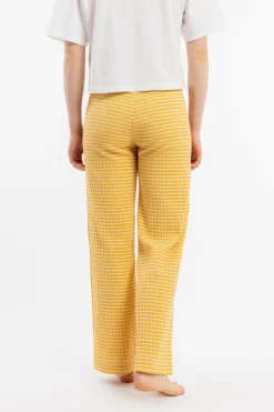Pantalon ample en coton bio | rayé jaune et blanc 