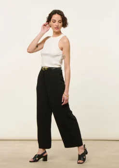 Pantalon ample en ecovero et lin | noir 
