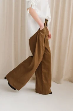 Pantalon ample en tencel | marron 
