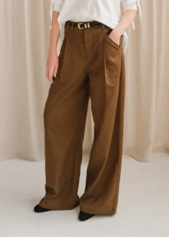 Pantalon ample en tencel | marron 