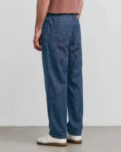 Pantalon ample léger effet denim en coton bio | bleu denim "wide pant recycled cotton - washed denim"