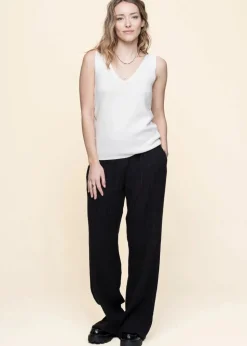 Pantalon ample texturé en tencel | noir 