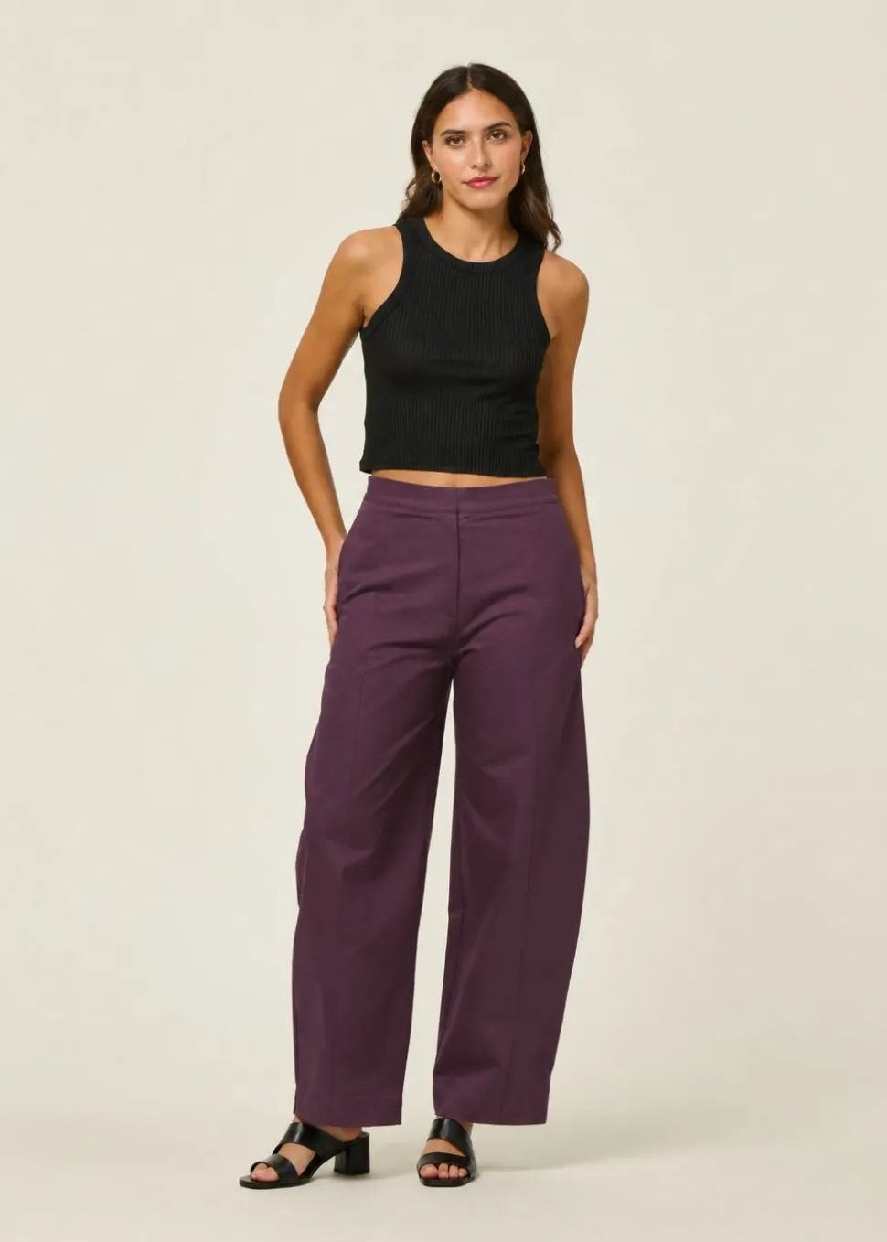 Pantalon ballon en coton bio | bordeaux "yauri - cherry lacquer