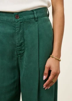 Pantalon carotte fluide en tencel | vert "haruku - dark green"