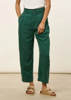 Pantalon carotte fluide en tencel | vert 