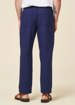 Pantalon droit en coton bio | bleu 