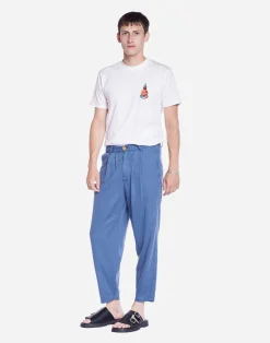 Pantalon droit en tencel | bleu 
