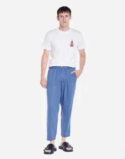 Pantalon droit en tencel | bleu 