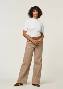Pantalon droit flanelle en coton bio | beige 