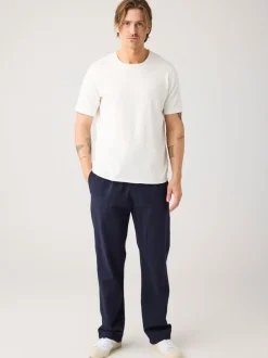 Pantalon droit seersucker en coton bio| marine "fig organic cotton seersucker pant - night sky"