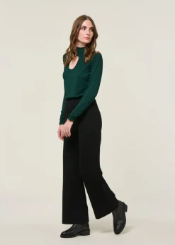 Pantalon evasé en coton bio | noir "kohra - black"