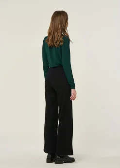 Pantalon evasé en coton bio | noir "kohra - black"