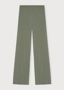 Pantalon fluide en coton bio | kaki "core straight leg pants - seaweed"