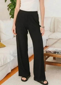 Pantalon fluide en tencel côtelé taille élastiquée