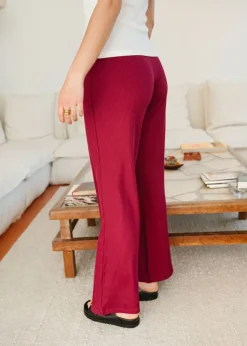 Pantalon fluide en tencel côtelé taille élastiquée "tania" | framboise