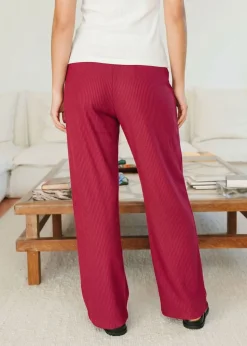 Pantalon fluide en tencel côtelé taille élastiquée