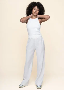 Pantalon froissé en tencel | blanc 