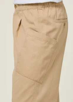 Pantalon large cargo en coton bio | crème 