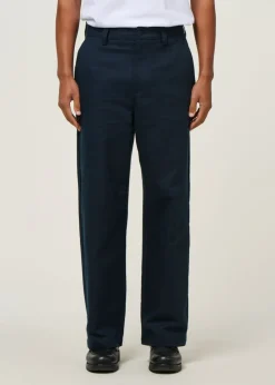 Pantalon large en coton bio | bleu "dark navy marc pants - blue"