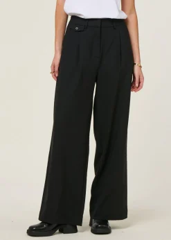 Pantalon large à pinces en laine froide certifiée | noir "black pat pants"