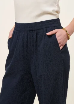 Pantalon large seersucker en coton bio | marine "posey seersucker pant night sky"