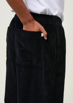 Pantalon large velours côtelé en coton bio | noir 