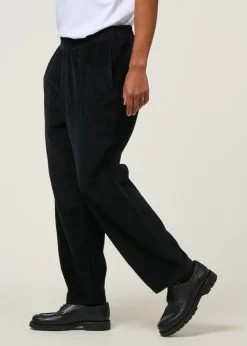 Pantalon large velours côtelé en coton bio | noir 