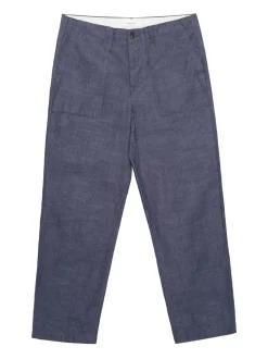 Pantalon léger ample en coton bio | bleu denim "flint wide slub yarn pants night sky"