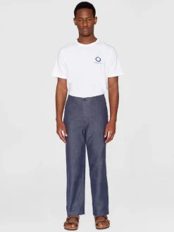 Pantalon léger ample en coton bio | bleu denim 